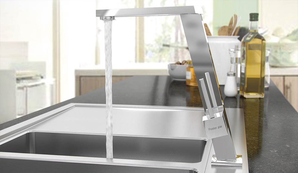 龙头, 不锈钢水槽，带抽拉式喷头，可选择黑色、金色和古铜色涂层。