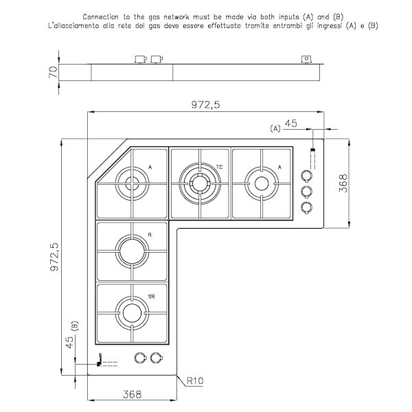 燃气灶 Quadra Angolare