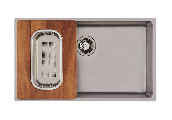 带不锈钢沥水篮的伊罗科木砧板