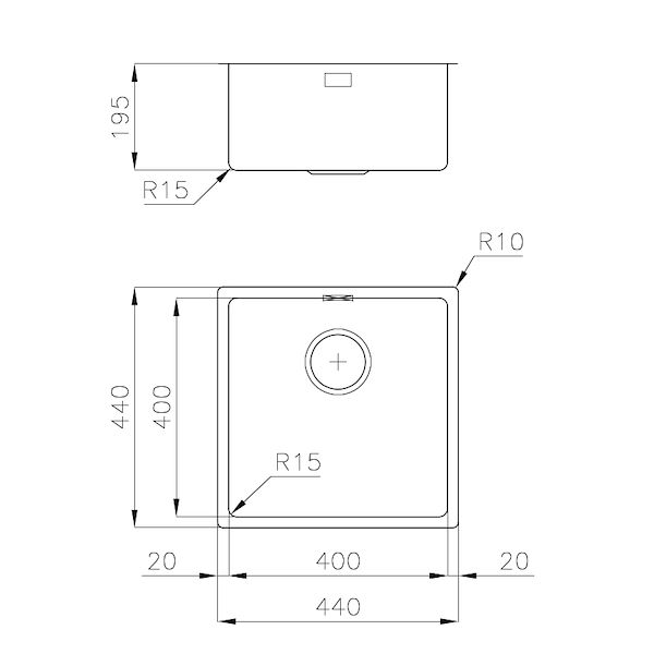 水槽 KE Filotop Gun Metal