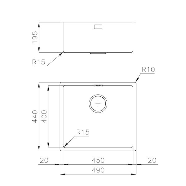水槽 KE Filotop Gun Metal